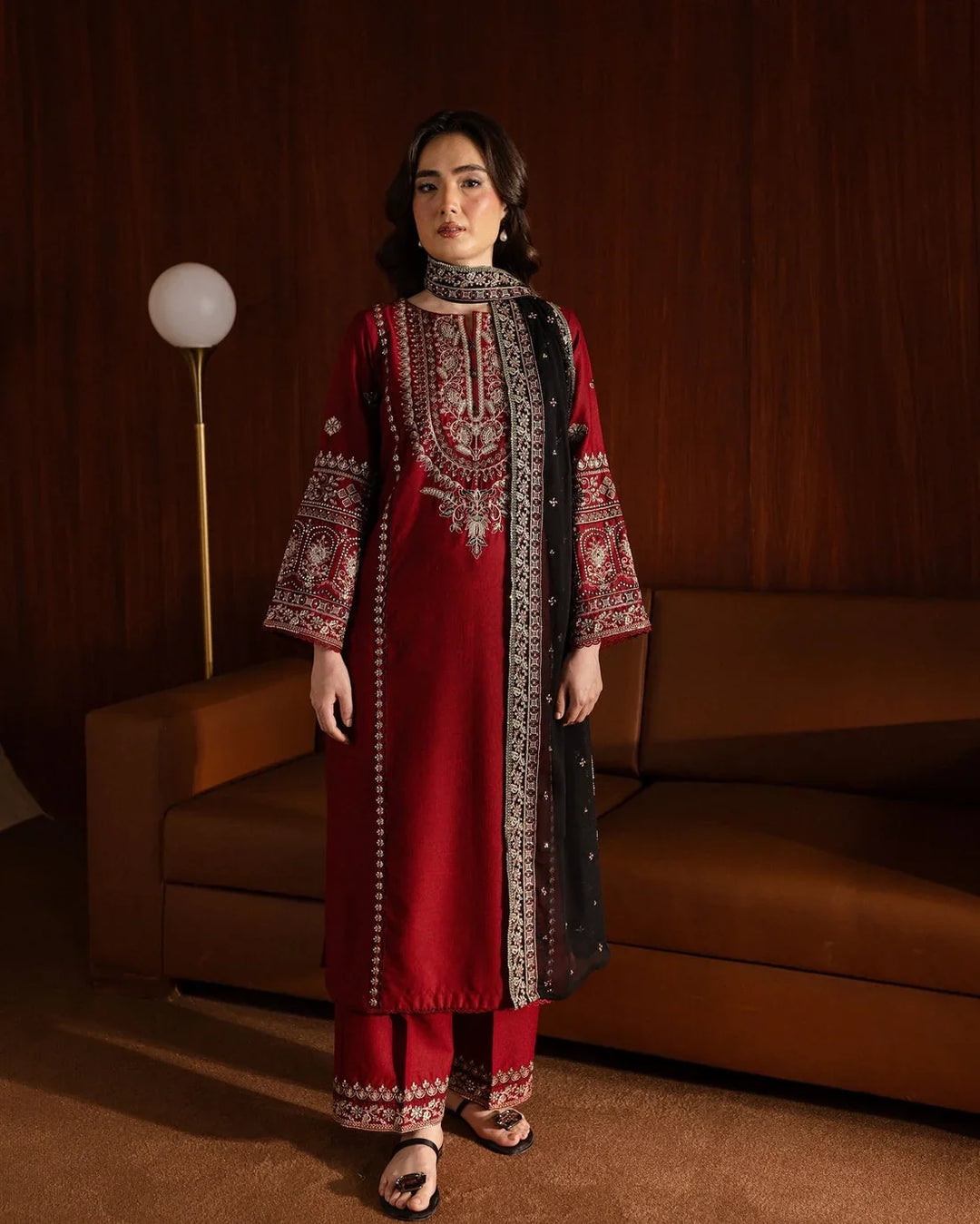 DHANAK 3PC EMBROIDERED SEQUENCE WORK UNSTICHED ARTICLE BA-3073