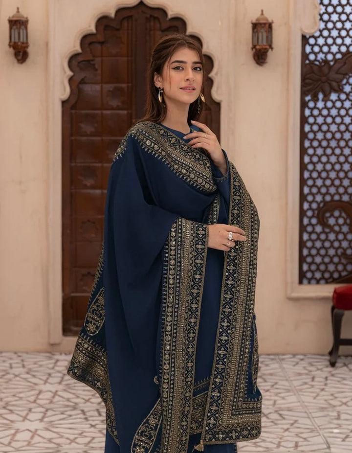 DHANAK -3PC Embroidered Shirt with Sequins Embroidered Dupatta- 8004